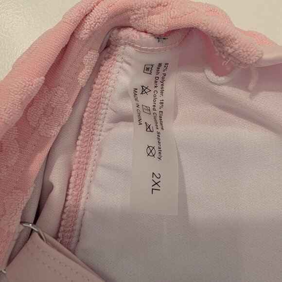 SHEIN Swim Pink Flower Ruffle High Leg Adjustable Strap - Size 2XL - Picture 4 of 4